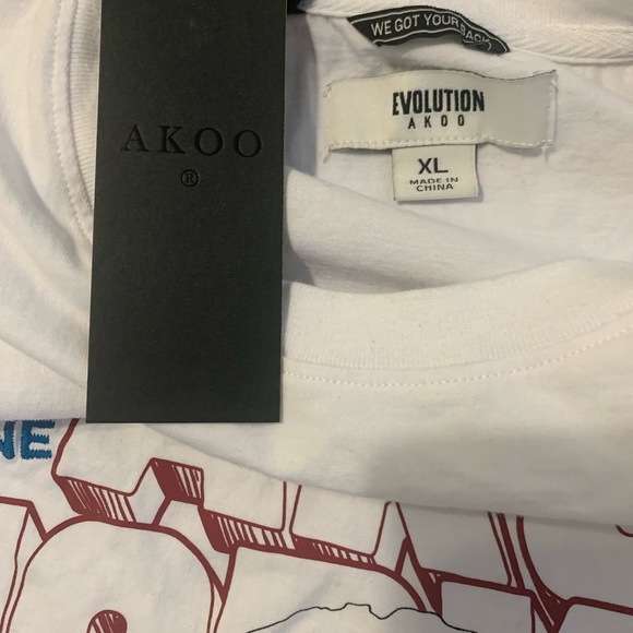 Akoo Men Groovy SS Groovy Knit Short Sleeve Tshirt Size Xl Color White - Picture 4 of 5